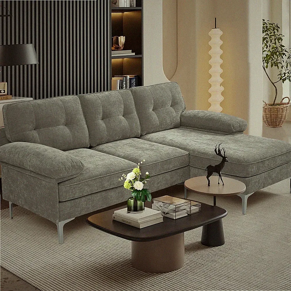 Convertible Sectional Sofa Couch, L-Shaped Couch with Reversible Chaise Lounge