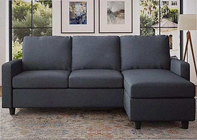 Convertible Sectional Sofa Couch, L Shaped Couch with Reversible Chaise, Mid...