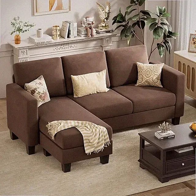 Convertible Sectional Sofa Couch, Modern Fabric U-Shaped Living Room Furniture S