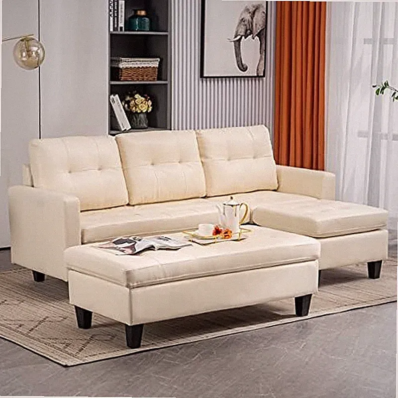 Convertible Sectional Sofa Couch, Modern L-Shaped Couch 3-Seat Sofa Sectional wi