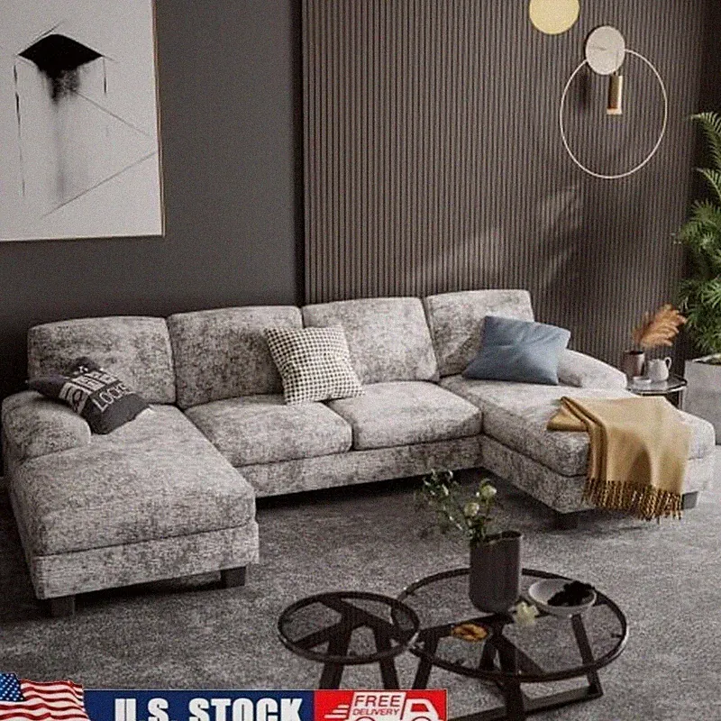 Convertible Sectional Sofa Couch U-Shaped Modular Sleeper W/ Memory Foam Comfort