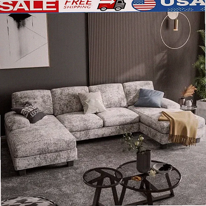 Convertible Sectional Sofa Couch U-Shaped Modular Sleeper W/ Washable Cushions