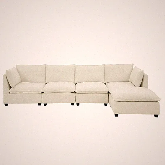 Convertible Sectional Sofa Couch With Ottoman, Cloud Couch 4 Seat L Shaped Sofa