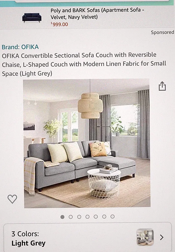 Convertible Sectional Sofa Couch with Reversible Chaise, L-Shaped Couch