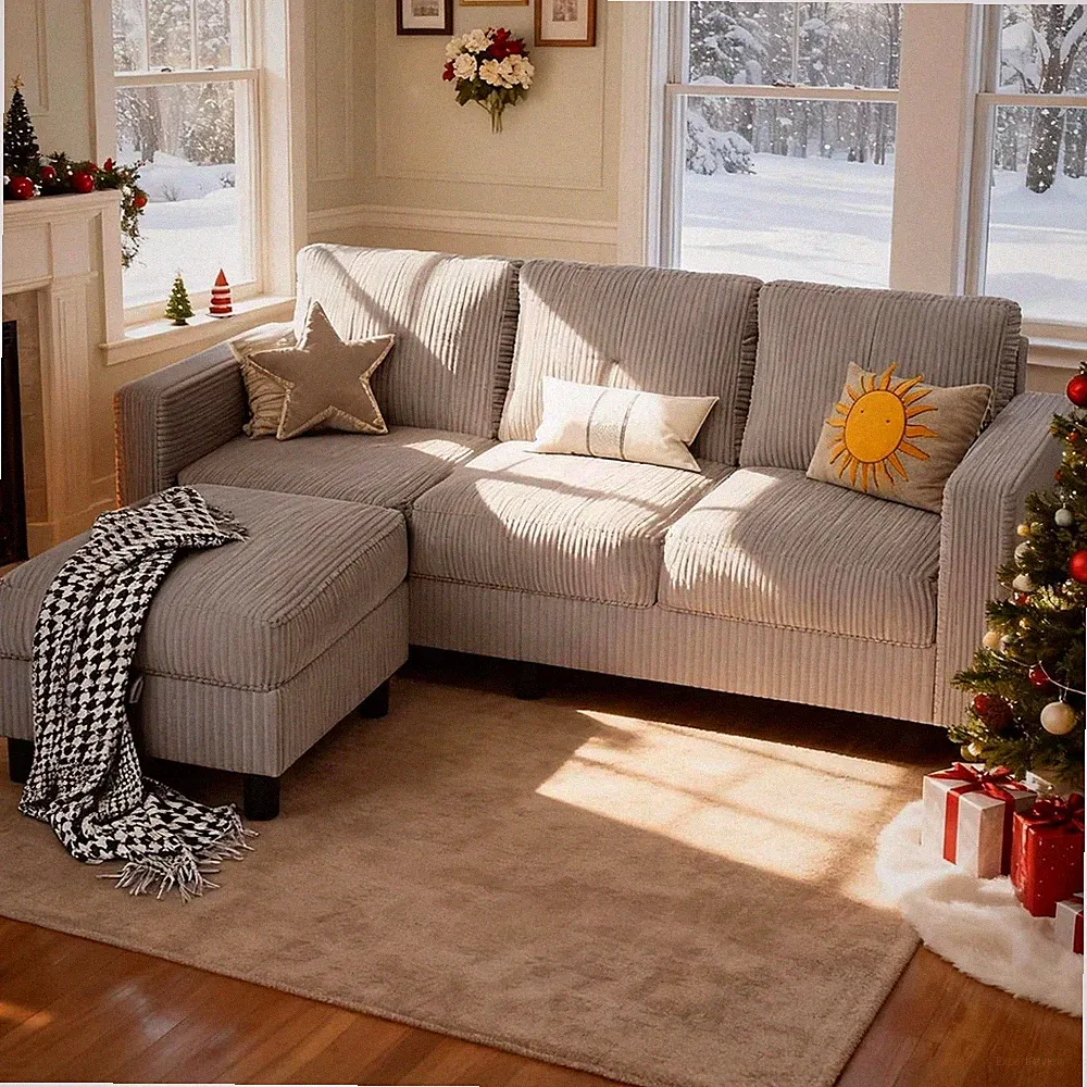 Convertible Sectional Sofa for Small Spaces L Shaped Modular Sofa W/ Reversible