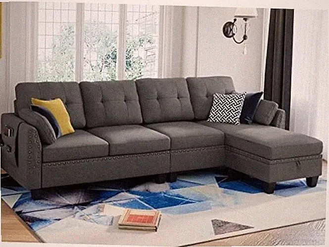Convertible Sectional Sofa L Shaped Couch Reversible Sectional Couches Grey