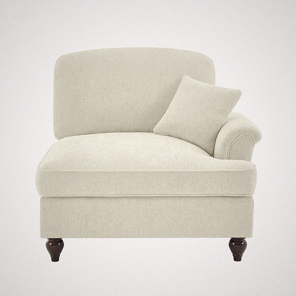 Convertible Sectional Sofa w/ Flared Arms & Detachable Skirt, Chenille