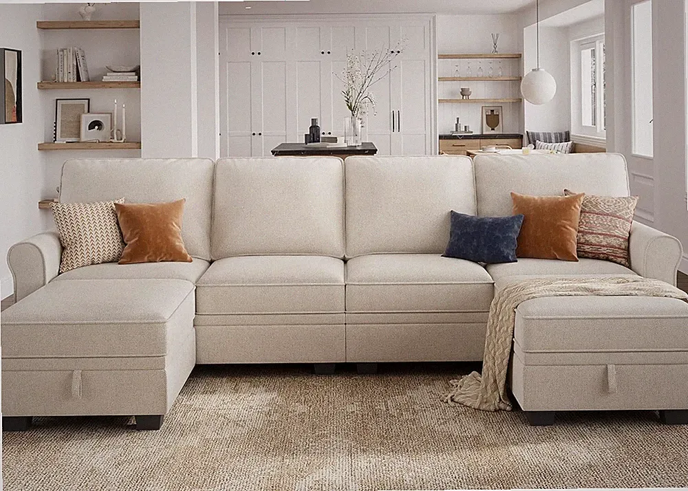 Convertible Sectional Sofa with Storage U Shaped Sectional Couch with Reversible