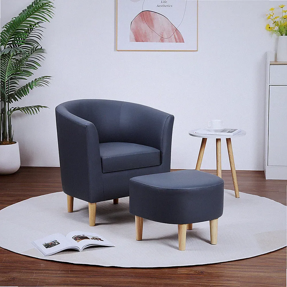 Convertible Sectional Swivel Armchairs Barrel Blue Sofa Arc Shaped Lounge Chaise