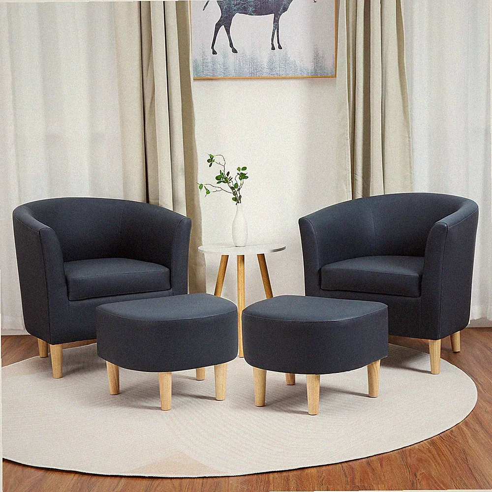 Convertible Sectional Swivel Armchairs Barrel Sofa Arc Shaped Lounge Chaise Blue