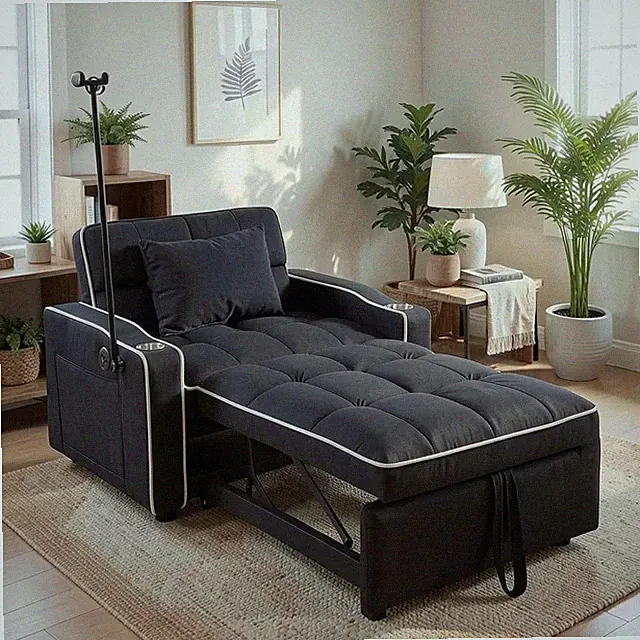Convertible Sleeper Chair with Cup Holder - 3 in 1 Sofa Bed for Small Spaces