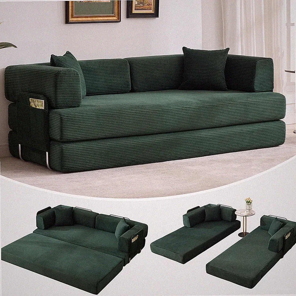 Convertible Sleeper Sofa Bed 78.7" Floor Sofa Bed, 5-in-1 Folding Mattress Couch