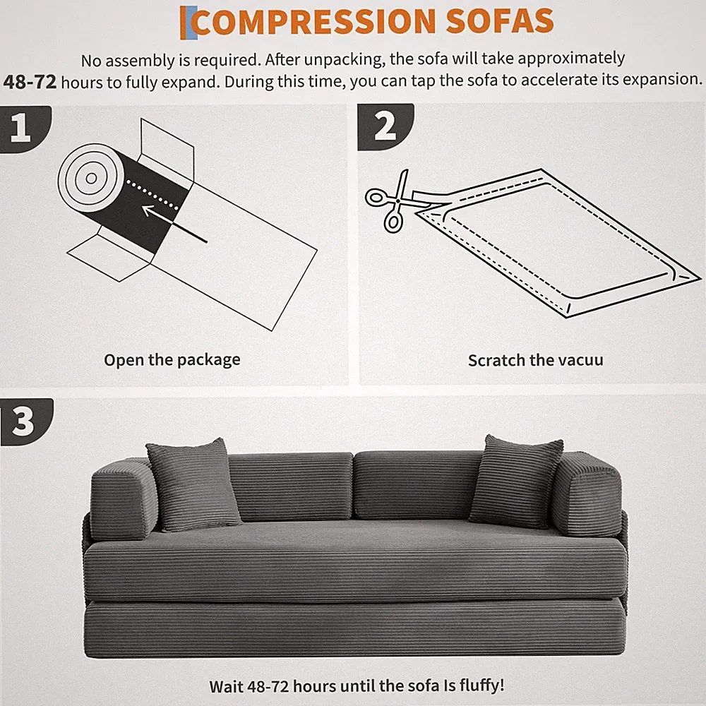 ✨Convertible Sleeper Sofa Bed,Folding Floor Futon Couch W/AdjustableArmrests,Pil