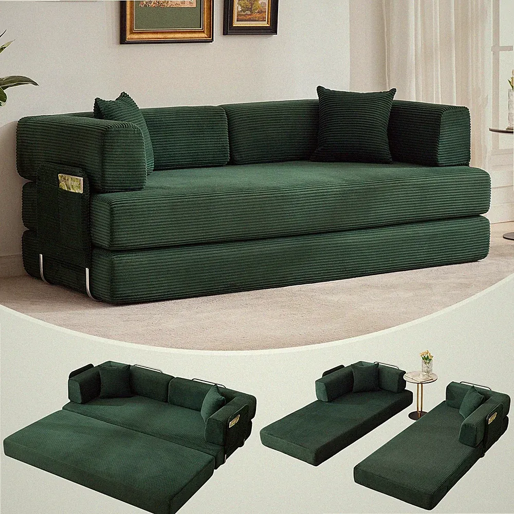 Convertible Sleeper Sofa Bed ,Modern Loveseat Couch Floor Sofa Bed ,Space-Saving