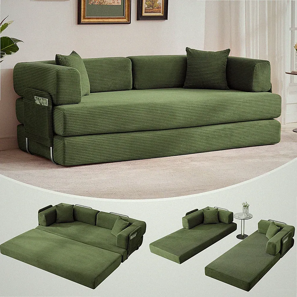 Convertible Sleeper Sofa Bed ,Modern Loveseat Couch Floor Sofa Bed ,Space-Saving