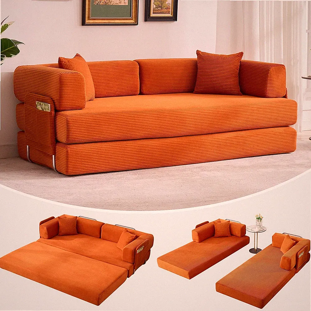 Convertible Sleeper Sofa Bed ,Modern Loveseat Couch Floor Sofa for Living Room