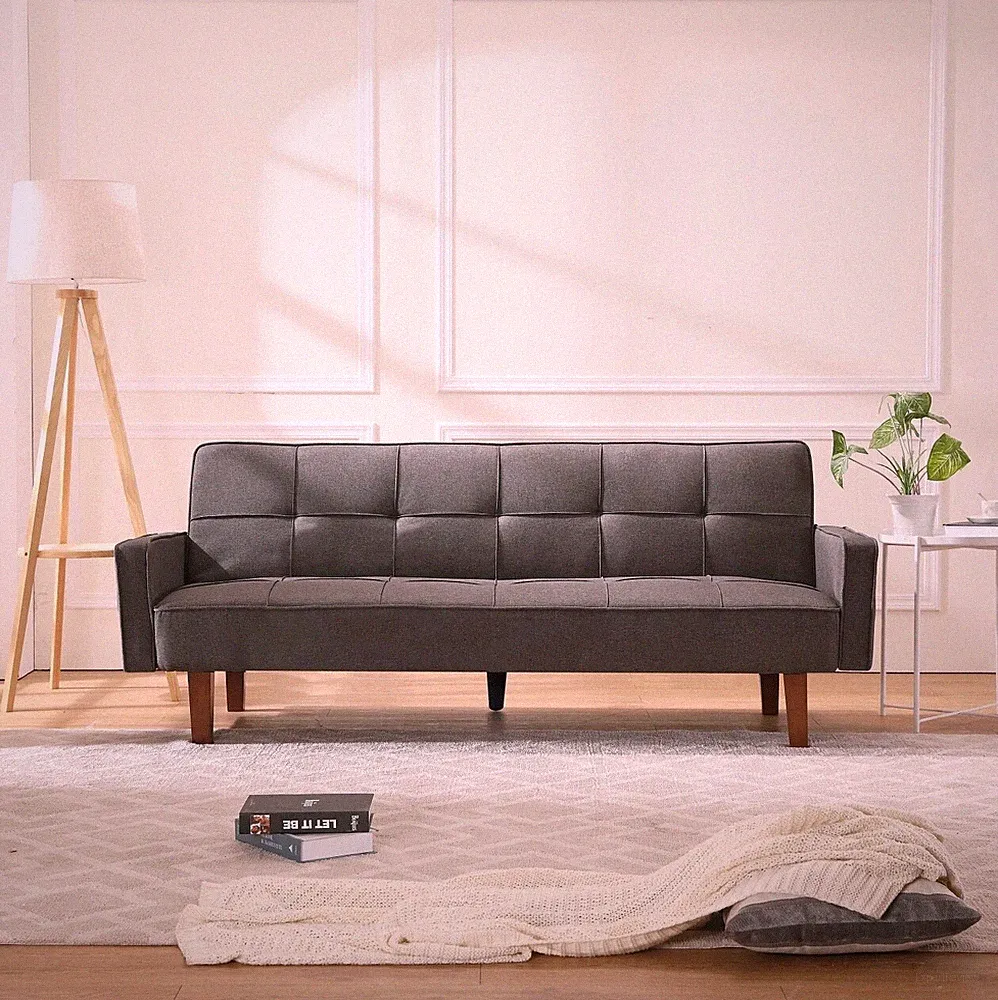 Convertible Sleeper Sofa Bed Sectional Futon Sofa Pull Out Adjustable Couch Gray