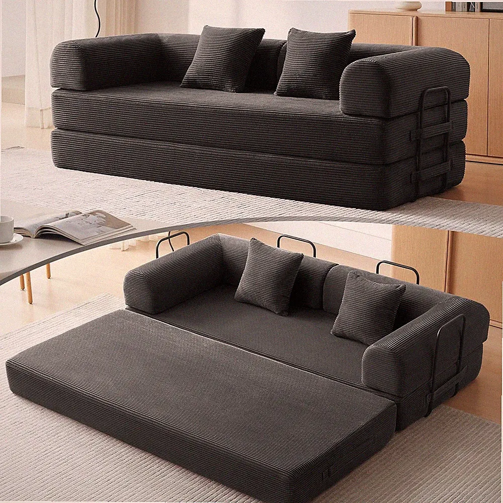 Convertible Sleeper Sofa Bed with Pillows - Easy Tool-Free Assembly