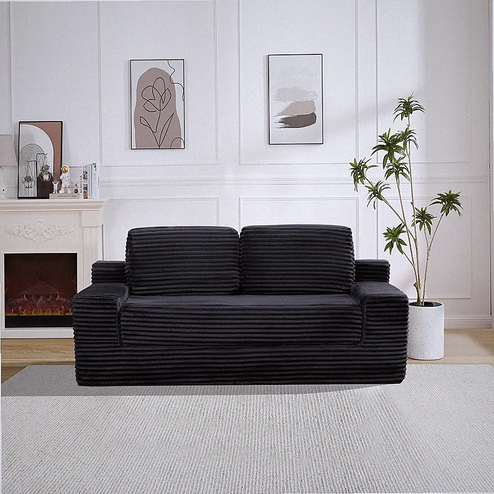 Convertible Sofa Bed, 2-in-1 Corduroy Double Sofa for Small Space & Apartment