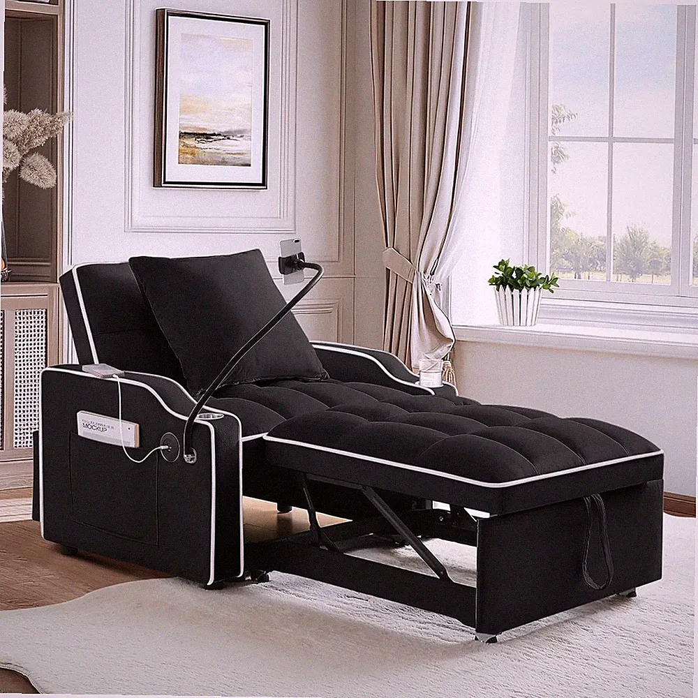 Convertible Sofa Bed 3-in-1 Arm Chair Folding Recliner Sleeper with Phone Holder