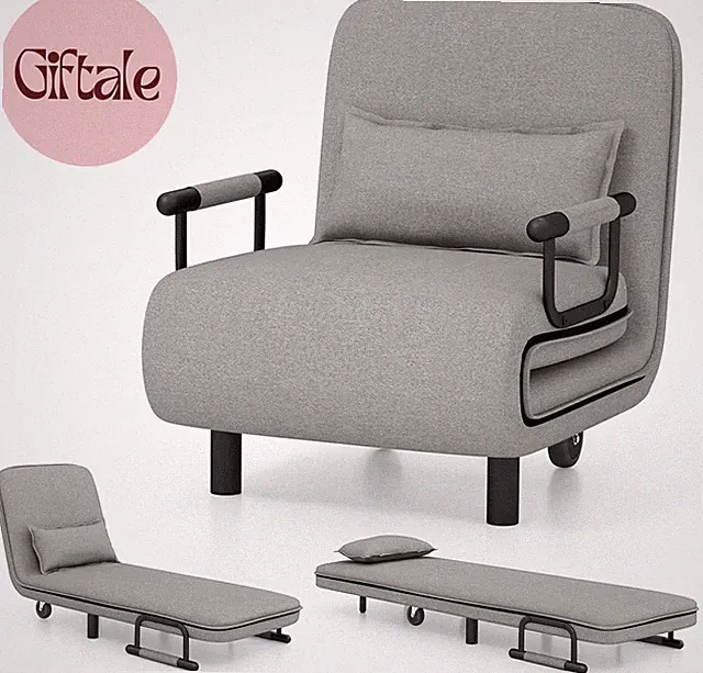 Convertible Sofa Bed, 3-In-1 Folding Sleeper Chair with 5-Position Adjustable Ba