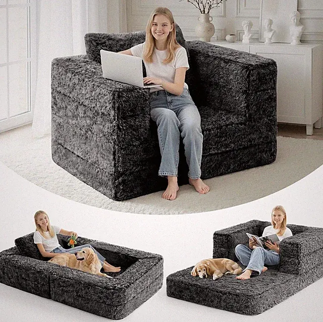 Convertible Sofa Bed, 3-in-1 Futon Sofa Bed with Pillow