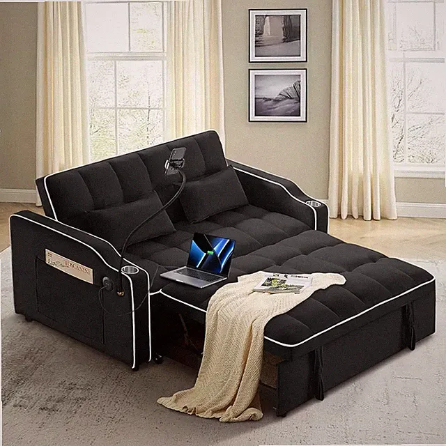 Convertible Sofa Bed 3-in-1 Pull Out Sleeper couch bed with Type C & USB Ports