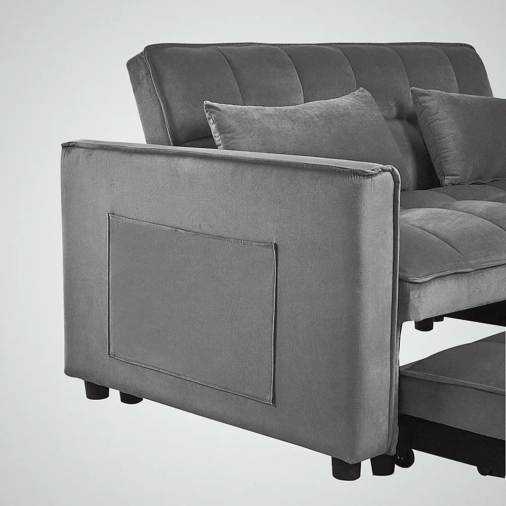 Convertible Sofa Bed 3-In-1 Sleeper Sofa Pull Out Futon Couch Loveseat Dark Gray