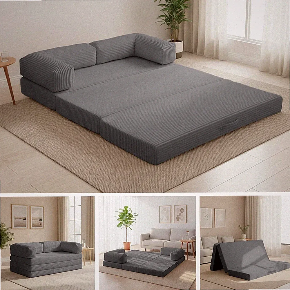 Convertible Sofa Bed 5-in-1 Tri-Fold Boneless Couch Queen Size Apartment