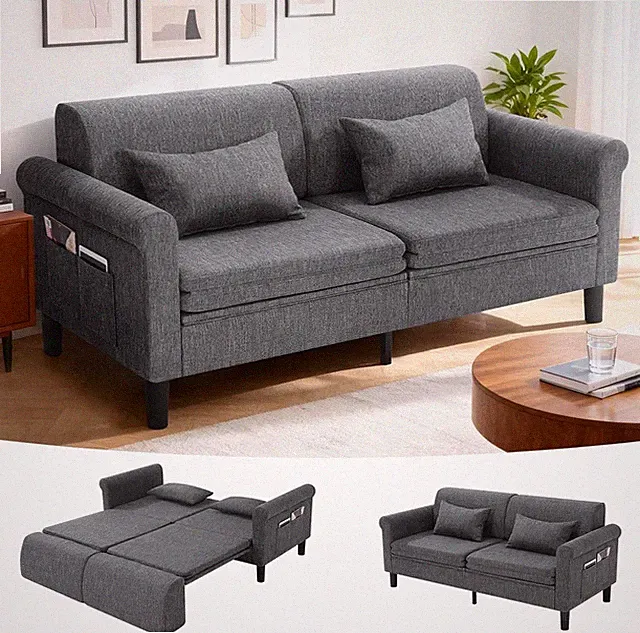 Convertible Sofa Bed, 58/74''W Loveseat Sleeper Sofas with Pull Out Couch Bed🧡