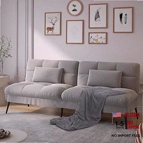Convertible Sofa Bed,68″Fabric Couch with Adjustable Backrest,Loveseat Grey