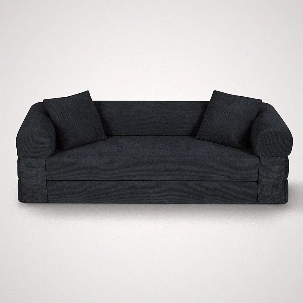 Convertible Sofa Bed 80 Inch Queen Sleeper Corduroy Storage Dark Gray