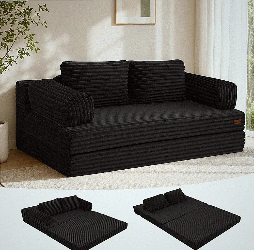 Convertible Sofa Bed Black, Folding Floor Couch Bed Queen