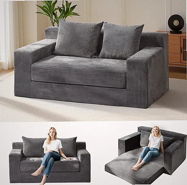 Convertible Sofa Bed, Boneless Couch Loveseat Sleeper, 2 in 1 Folding Couch Bed