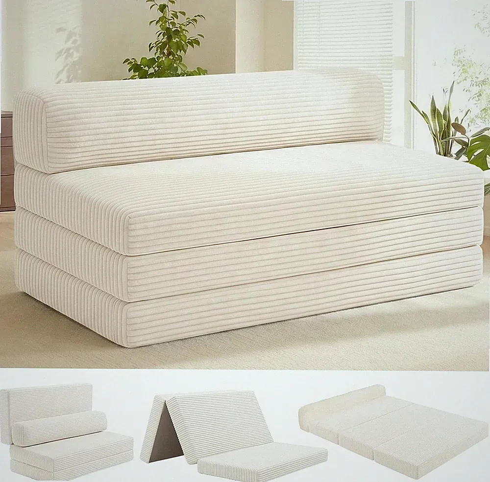 Convertible Sofa Bed, Boneless Loveseat with Removable Cushions & Washable