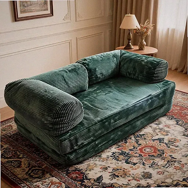 Convertible Sofa Bed, Corduroy Futon Couch Pull Out Bed, Couches for Living Room