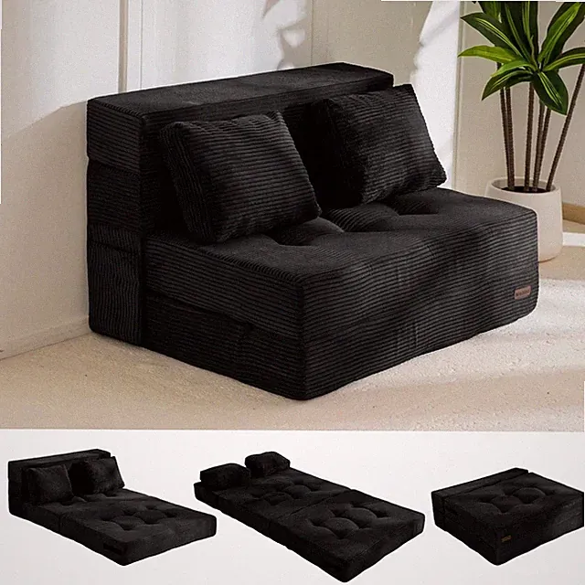 Convertible Sofa Bed, Fold Out Loveseat Sleeper Sofa with Pillow, 4 in 1 Tuft...