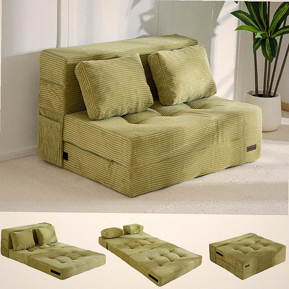 Convertible Sofa Bed, Fold Out Loveseat Sofa Couch with Pillow, 4 in 1 Tufted...