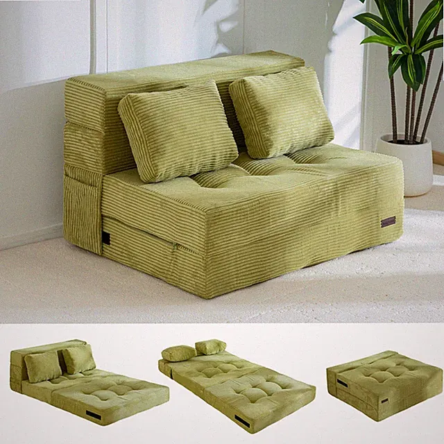 Convertible Sofa Bed, Fold Out Sleeper Sofa with Pillow, 4 in 1 Tufted Foldin...