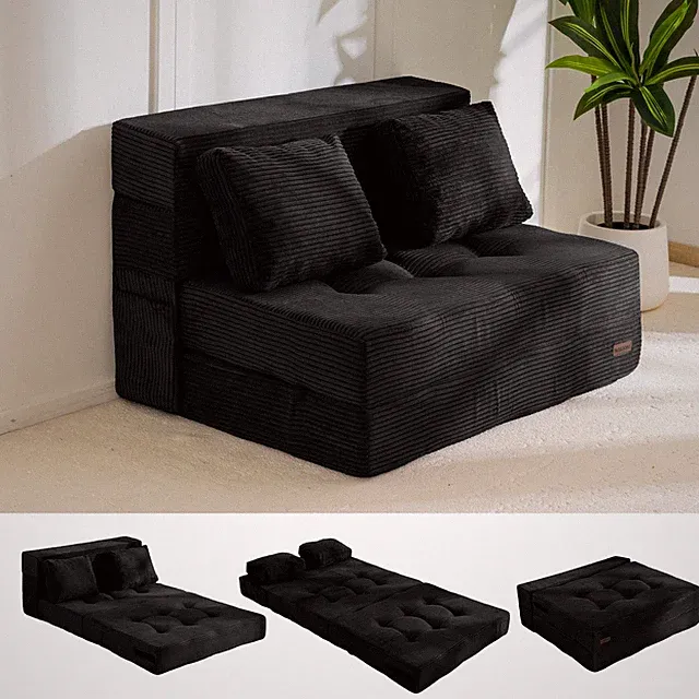 Convertible Sofa Bed, Fold Out Sofa Couch with Pillow, 4 in 1 Tufted Folding...