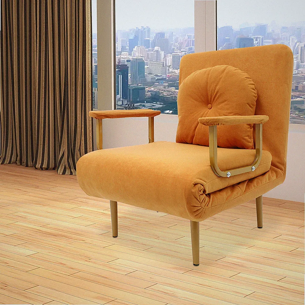 Convertible Sofa Bed Foldable Sofa Chair Bed Folding Sofa Bed Orange Living room