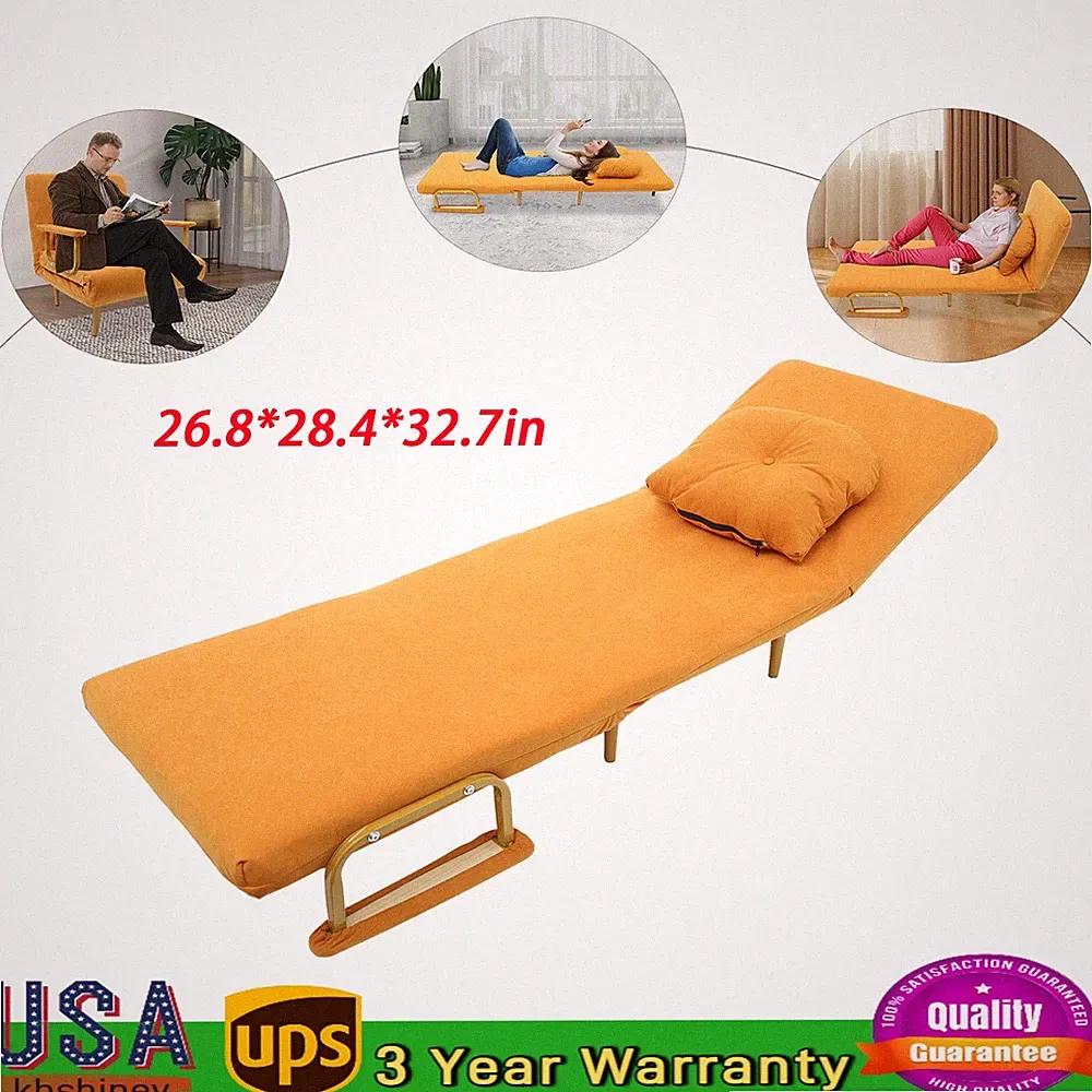Convertible Sofa Bed Foldable Sofa Chair Bed Folding Sofa Bed Orange Living room