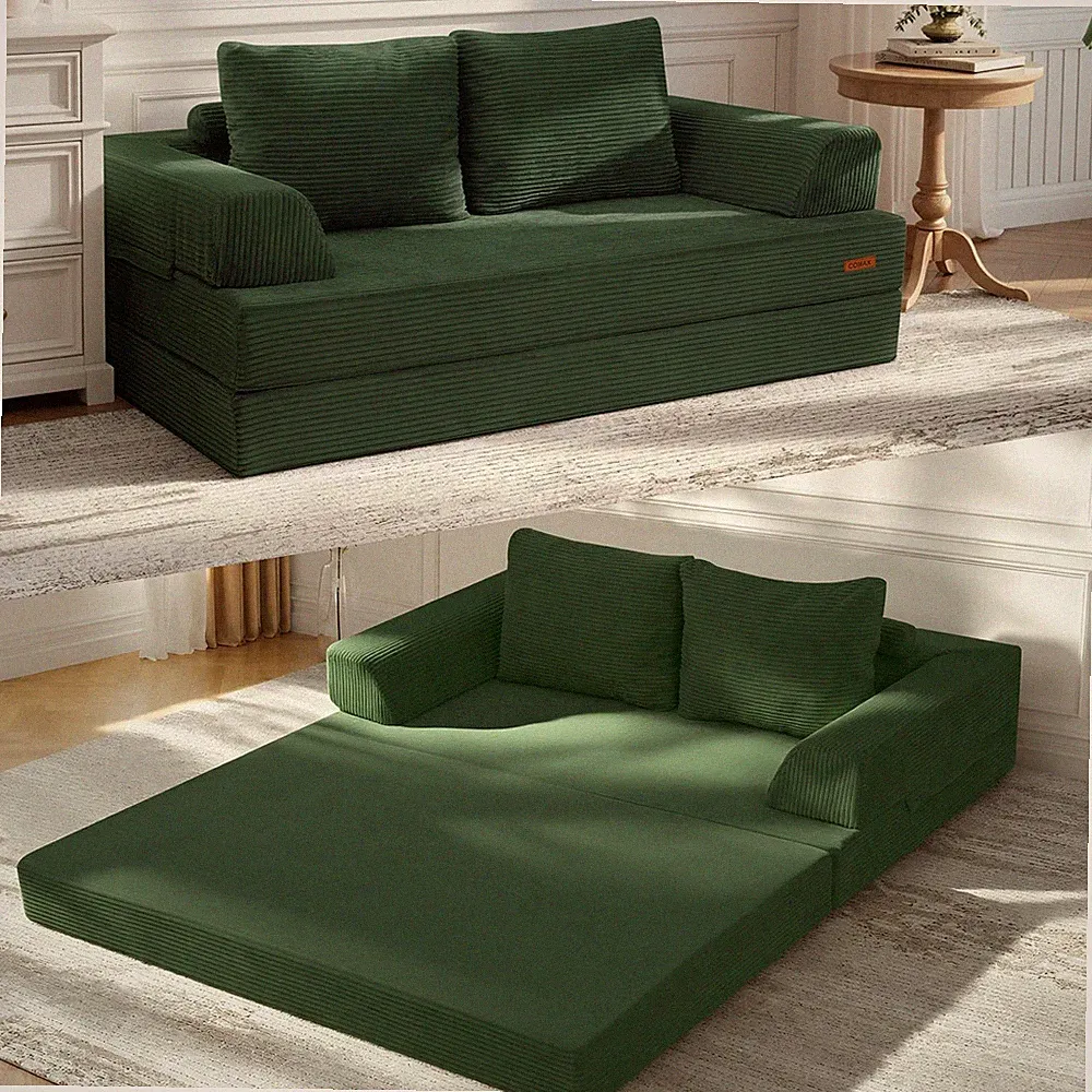 Convertible Sofa Bed, Folding Floor Couch Corduroy Fold Out Couch Bed Futon Slee