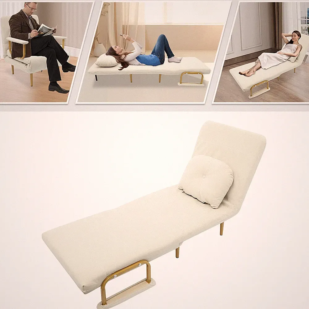 Convertible Sofa Bed with Pillow & 5-Position Adjustable Backrest