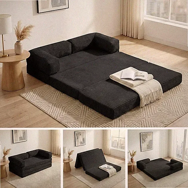 Convertible Sofa Bed Full,5-in-1 Tri-Fold Bonel Couch with Removable