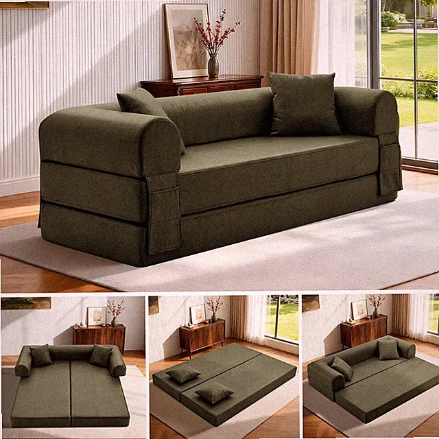 Convertible Sofa Bed, No Assembly Modern Boneless Couch Sofa in Box, PU