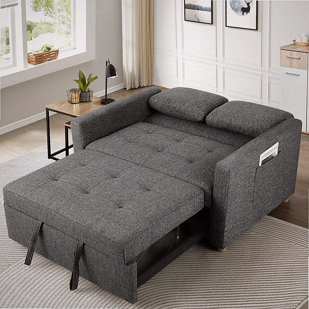 ⚡Convertible Sofa Bed Pull Out Couch Bed Linen Fabric Loveseat for Small Spaces⚡