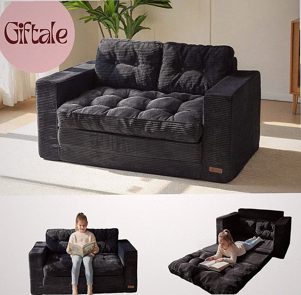 Convertible Sofa Bed, Pull Out Loveseat Sleeper Sofa, 2 in 1 Folding Couch Bed