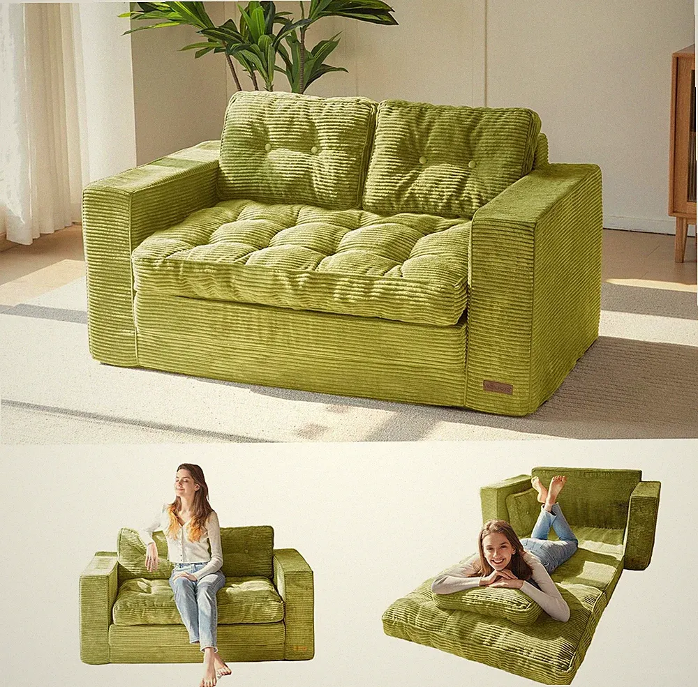 Convertible Sofa Bed, Pull Out Loveseat Sleeper Sofa, 2 in 1 Folding Couch Bed