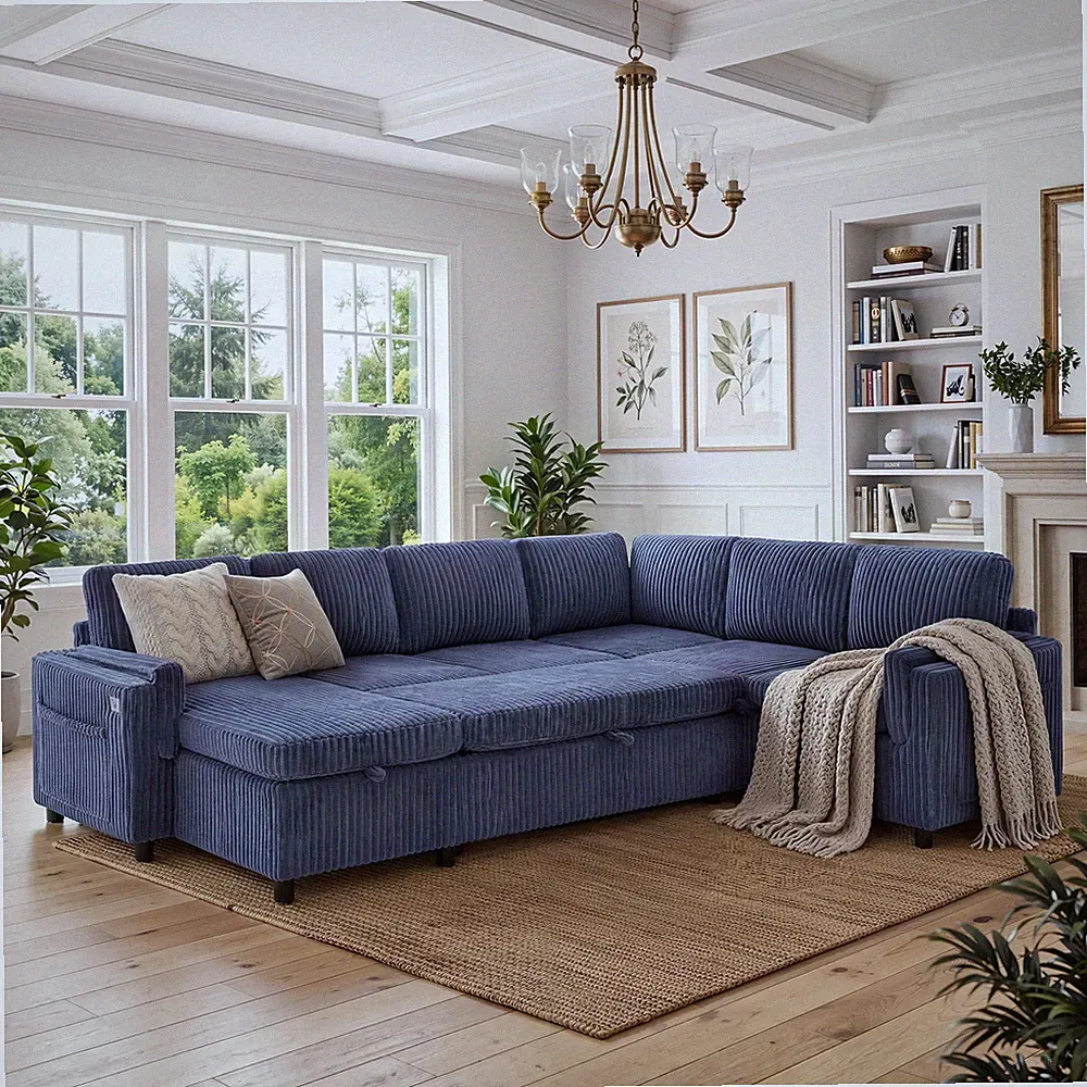 Convertible Sofa Bed Pull Out Sofa Bed 111" Sectional Sofa U-shaped Sofa Sleeper